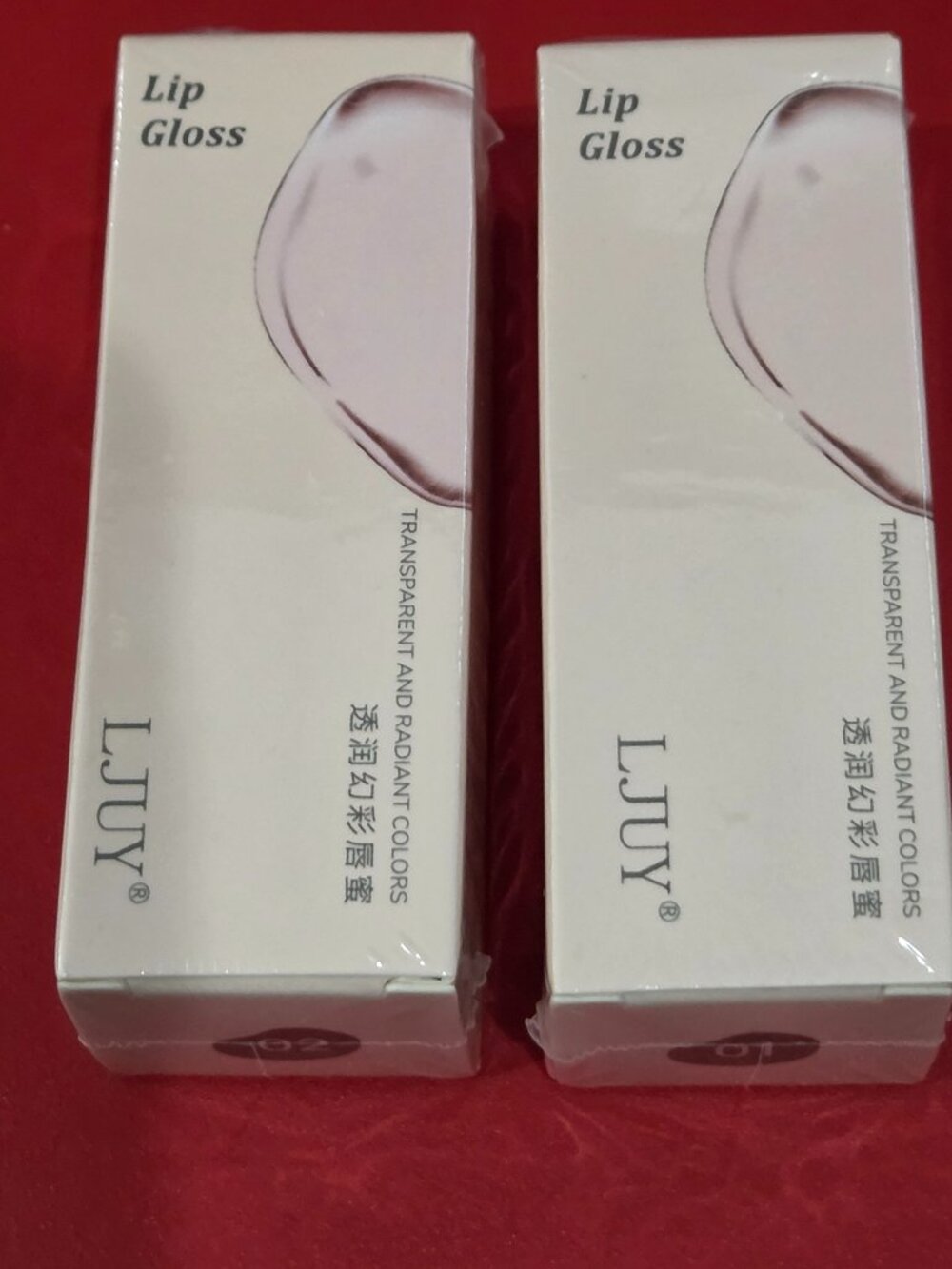 LJUY Lip Gloss Translucent Clear #01, Pink Peach Tint #02 SEALED PKGS EXP 2029